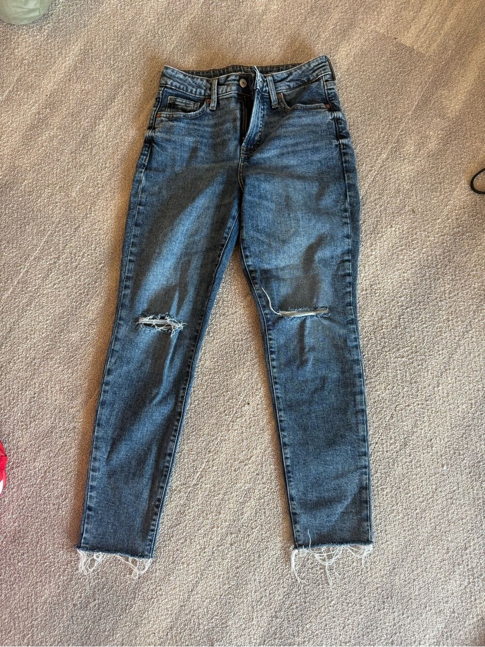 Old Navy Women's Ankle Crop Jeans - Dark Blue Distressed